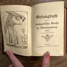 Antique 1912 German Evangelical Lutheran HYMNAL-Leather picture