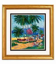 Jean-Claude Picot Barques de Peche en Guadeloupe Original Drawing Art picture