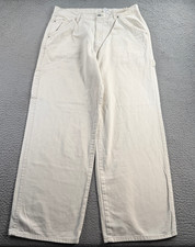 Vintage Levis Carpenter Pants Mens 34x31 Off White Loose Fit Utility 90s Baggy picture