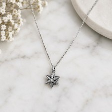 NWT Brighton Sparkle Snowflake Pendant Necklace Clear Crystal Silver Tone 18in picture