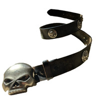 Vintage 2008 Harley-Davidson Willie G Skull Concho Leather Belt 34 99496-08VM picture