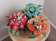 Beaded Flowers in Pots French Beaded Flowers Handmade Bouquets Unique Home Decor picture
