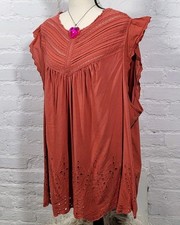 Torrid Womens 5X Burnt Orange Eyelet Boho Pintuck Festival Tank picture