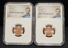 IN-HAND 2025 P & D Lincoln Shield 1c Cent 2 Coin Set NGC MS67 RD LAST PENNY FDOI picture