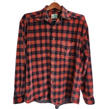 Vintage Johnny Cotton Brushed Flannel Plaid Button Up Shirt Mens Large USA Made  picture