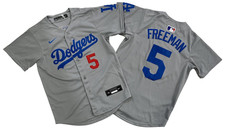 ​​Tariffs​ Free YOUTH'S Dodgers #5 Freddie Freeman Gray Cool Base Sewn Jersey. picture