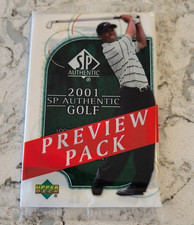 TIGER WOODS Rookie Card RC On Back Of Pack 2001 SP Authentic Sample Preview 51 picture
