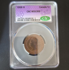 1898-H Canada Small Cent Bronze CAC MS63 RB KM#7 Cert 15473.63/852483230 picture