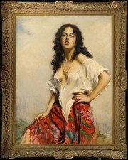 Old Master-Art Antique Oil Painting Portrait female lady girl on canvas 24