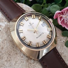 Serviced 1972 Timex Time Machine Q Quartz Electric Men's Vintage Watch Champagne picture