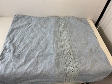 Rachel Ashwell Shabby Chic Euro Sham Blue 100% Linen Lace crochet Trim  26” picture