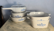 Vintage Corning Ware Blue Cornflower 7 Pc Lot Casserole Dishes Lids USA picture
