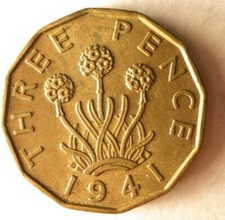 1941 GREAT BRITAIN 3 PENCE - AU - High Quality Example -  - 3 Pence Bin picture