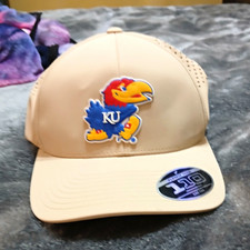 Kansas Jayhawks KU Kansas Beige Perforated Snapback Cap Hat picture