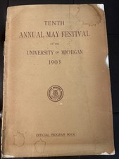 1903 University of Michigan May Festival Official Program Book Antique picture