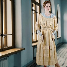 Antique Edwardian Silk Blouse & Pleated Skirt Set — 1900s Nautical Style picture