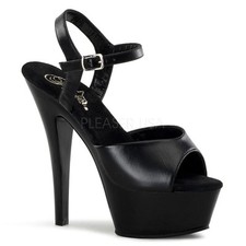 PLEASER Sexy Black Leather Platform 6