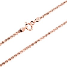 10K Rose Gold 1.5mm-6mm Diamond Cut Rope Chain Necklace Mens Womens 16