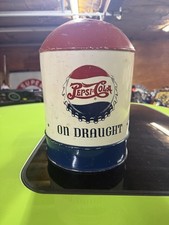 Vintage Rare 1940s Pepsi Cola Double Dot On Draught Metal Syrup Advertising picture