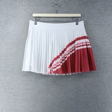 Athleta Match Point Pleated Colorblock Skort Women Size Large White Red Tennis picture