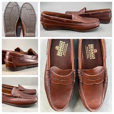 VTG Sebago Women’s 9.5 W Brown Leather Docksides Sloop Penny Loafers Moc Toe USA picture