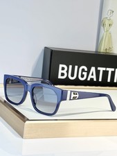 BUGATTI MODEL29 Square Sunglasses Deep Blue Frame Grey Gradient Lens picture