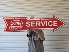 VINTAGE GIANT DOUBLE SIDED FORD TRACTOR SERVICE PORCELAIN SIGN 48