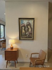 Large Abstract Painting Oil Canvas Women Mid Century European Signed A. Varsi picture