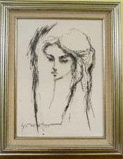 Framed Drawing on Canvas of Woman Minimalist picture