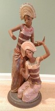 Large 22” H  Lladro “Bali Dancers”, “Graceful Duo” porcelain figure - excellent picture