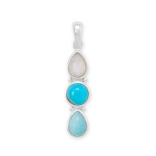 Rainbow Moonstone, Turquoise and Larimar Drop Pendant picture