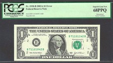 MISMATCHED SERIAL #s ERROR 2003A $1 EXTREMELY HIGH GRADE Federal Reserve Note picture