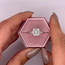 Elegant Cushion Cut 3.30 Ct  Moissanite  Engagement Ring In 14k White Gold picture