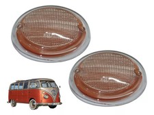 GENUINE Front Turn Signal AMBER CLEAR LENSES Set Pair LENS VW T2 Bus 1962-1967 picture