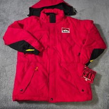 Marlboro Mens M Adventure Parka Jacket Red Black Vintage 90s Down Fill Hooded picture