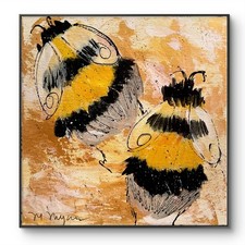 Mary Myers Original Abstract Expressionism 10x10 Bumblebee Duo Signed Fine Art picture