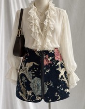 NWT Jack by BB Dakota Floral Brocade Tapestry A-Line Mini Skirt | Size 8 picture