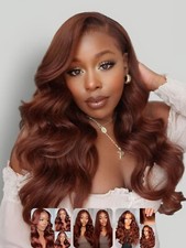 UNice Malaysian Glueless Reddish Brown Body Wave Precut  7x5 Lace Human Hair Wig picture