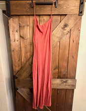J.CREW Pink Satin Cupro Viscose Slip Midi Dress V-Neck Sleeveless Size 14 picture