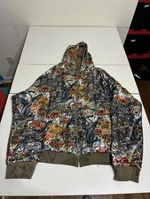 Christian Audigier Hoodie 3XL Reversible Tattoo Skull Y2K Ed Hardy Grunge Punk picture