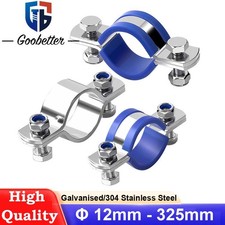 12mm - 325mm Pipe Cable Clamps With Rubber Lined 304 Stainless Steel/Galvanised picture
