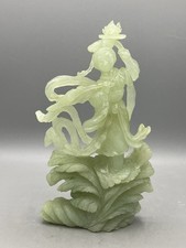 Vintage Chinese Hand Carved Jade/Serpentine Stone Guanyin Goddess Sculpture 9
