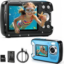 5K Underwater Camera 33FT Waterproof Camera with 32GB Card 96MP Autofocus Dual-S picture