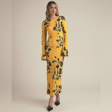 NWT Favorite Daughter the Truly Madly dress in buttercup yellow black floral XS picture