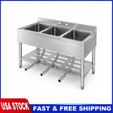 Utility Sink, Freestanding 3 Compartment Sink Stainless Steel Commercial Restaur picture