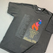 VTG Atlanta 1996 Olympic Games Shirt Mens XL Black Hanes Graphic Tee SINGLE STCH picture
