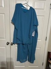 Woman within pant  Set Tiered Top Beautiful Outfit Plus Size 28W. New With Tags picture