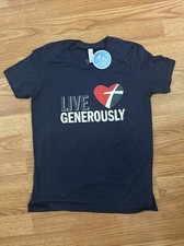 Live Generously T-Shirt Thrivent Navy Blue YOUTH LARGE NWT picture