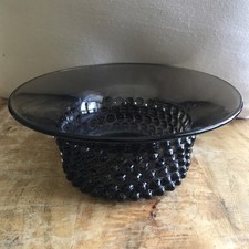 MCM Nuutajarvi Notsjo Arabia Finland Black Saara Hopea Hobnail Glass Bowl picture