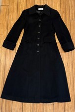VTG Albert Nipon Size 4 Coat Womens Black Wool Cashmere Blend Long Button Front  picture